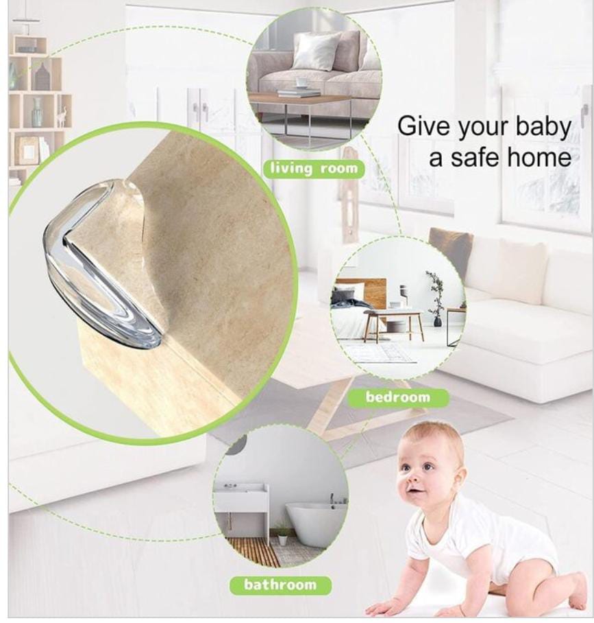 مجموعة حامي زوايا سيليكون بلزق دبل فيس للاثاث لحماية مثالية للاطفال من التصادم 4 قطع