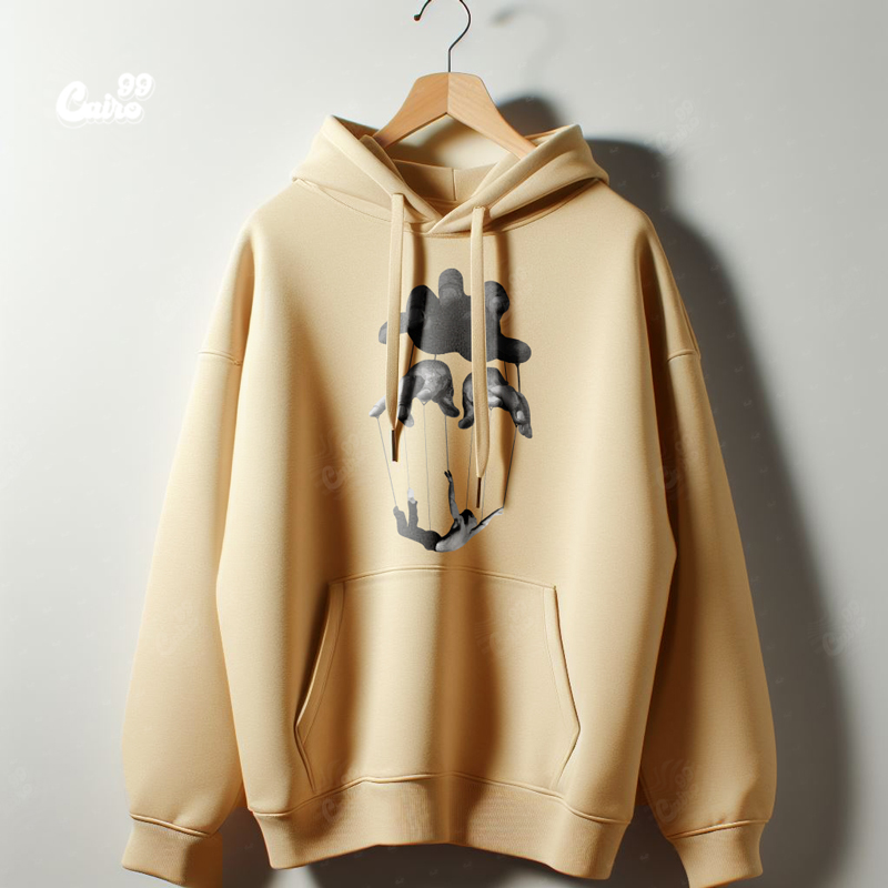 Playacho هودي اوفر سايز قطن باللون البيج