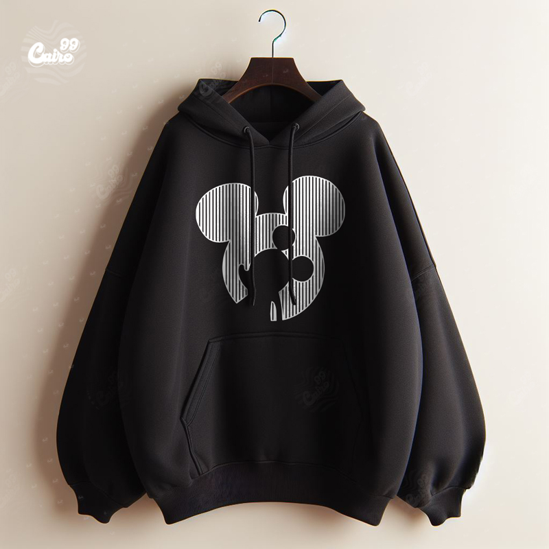 Micky Mouse ºoº هودي اوفر سايز قطن باللون الاسود