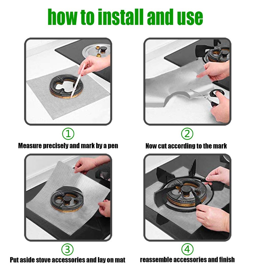 بديل فويل عيون البوتجاز قطعتين وتربروف مضاد للأشتعال للحفاظ علي نظافة البوتجاز قابل للغسيل لإعادة الأستخدام