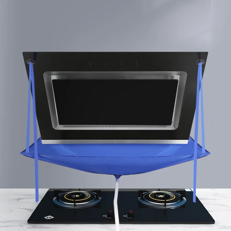 غطاء تنظيف التكييف وشفاط البوتجاز من الزيوت والغبار ووتر بروف مع انبوب للتصريف بتصميم معلق بلون ازرق