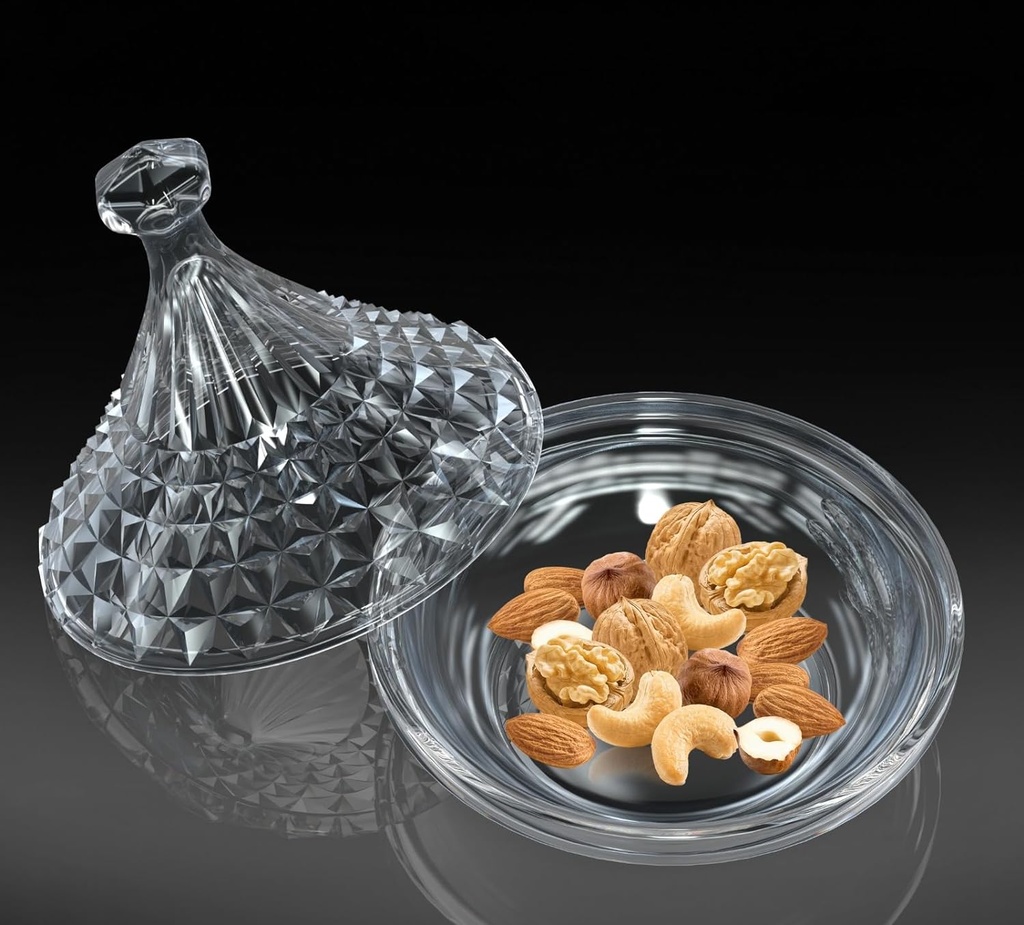 بولة زجاج كريستال لتقديم التمر أو السكاكر