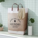 سلة غسيل قماش متينة قابلة للطي باتنين مقبض مرن للحمام او غرفة الدريسينج مقاس 50 * 30 سم