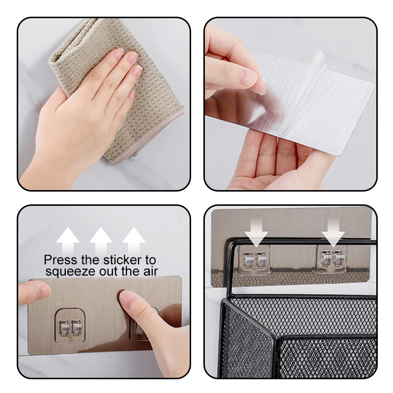 رف ومنظم معدن لحمل ادوات المطبخ والاسكين كير والشامبوهات مزود بهوك دابل فيس قوي