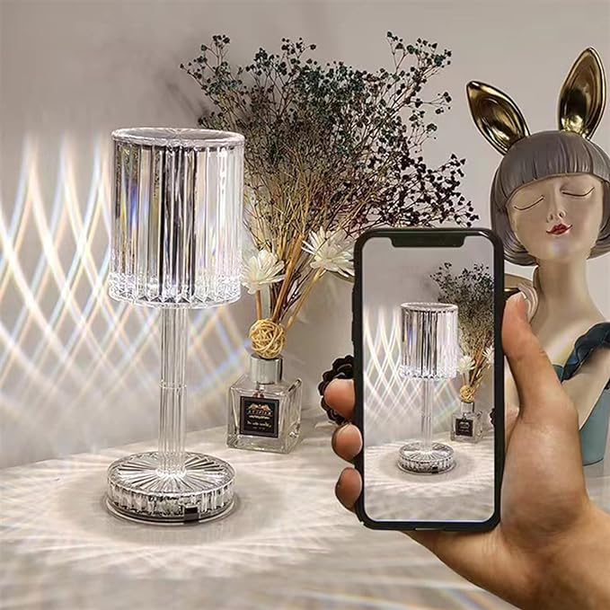 اباجورة اكريليك كريستالي تاتش 12 لون مختلفين تعمل بالشحن وريموت كنترول ويأتي معها وصله يو اس بي لغرفة النوم و المكتب