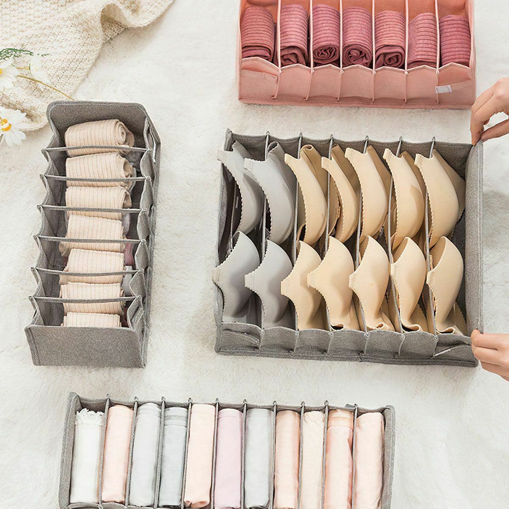 منظم أدراج لتنظيم الملابس الداخلية والجوارب وربطات العنق قماش 3 قطع قابل للطي