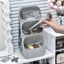 حامل ومنظم معالق بلاستيك  3 ادوار مع مصفاة لترتيب ادوات المطبخ بسهولة