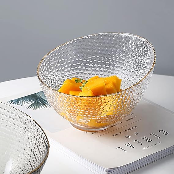 بوله اكليريك بيضاوية بحواف جولد لحمل و تقديم الفاكهة و الخضار بشكل شيك