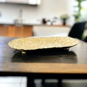 صينية جولد متعرجة لحمل وتقديم الفواكه والحلويات والكحك والمكسرات للضيوف