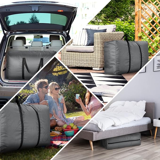 شنطة تخزين جامبو تحمل حتي 100 لتر وتربروف للملابس والبطاطين والوسائد وألعاب الأطفال بسوستة ويد قابلة للطي