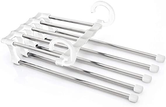 شماعة ذكية معدنية لتنظيم البناطيل والطرح والملابس لتوفير المساحة