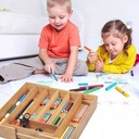 منظم ادراج خشبي مقسم 9 خانات قابل للتوسيع والتعديل لتنظيم المعالق والشوك والسكاكين لسهولة الرؤية والاستخدام