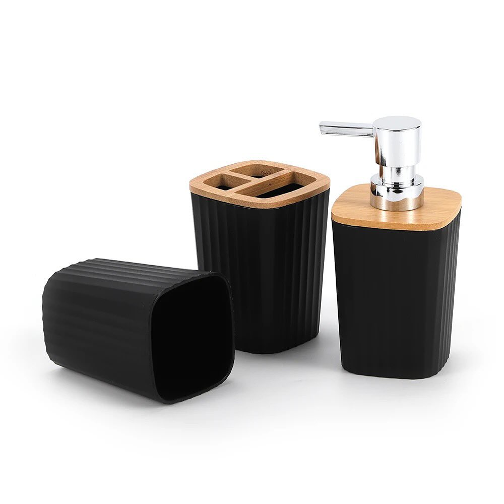 طقم حمام 6 قطع مضلع مصنوع من البلاستيك لتنظيم الحمام بشكل مختلف و شيك