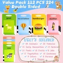 لعبة بطاقات تعليمية  مع 112 بطاقة على الوجهين مع 224 كلمة ناطقة باللغة الانجليزية لتعلم اللغة سهلة الاستخدام