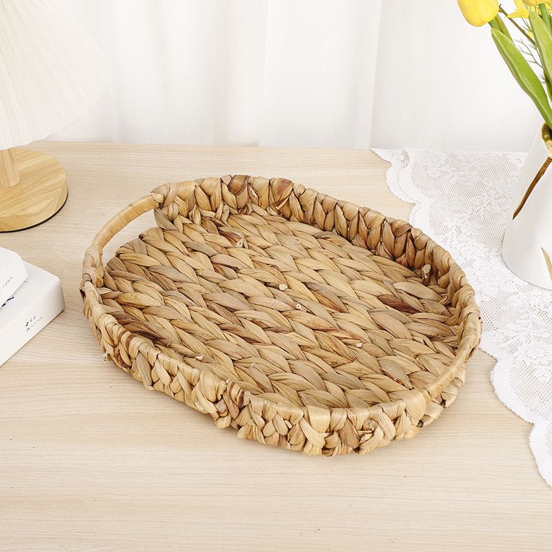 طقم باسكت خوص 3 قطع بمقاسات مختلفة لحمل وتنظيم ادوات العناية بالبشرة والشعر وقطع الديكور بيد