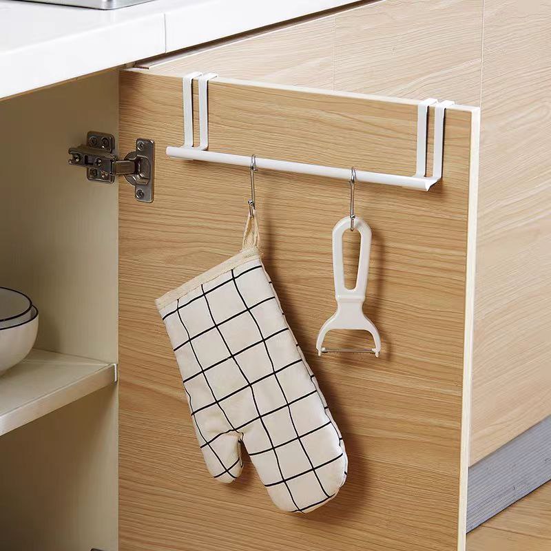 حامل فوط معدني يثبت علي درف المطبخ والابواب بدون حفر وتخريم