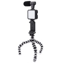 مجموعة تصوير احترافية ترايبود مع حامل للموبايل وكشاف اضاءه ليد وميكروفون بريموت كنترول للتصوير عن بعد