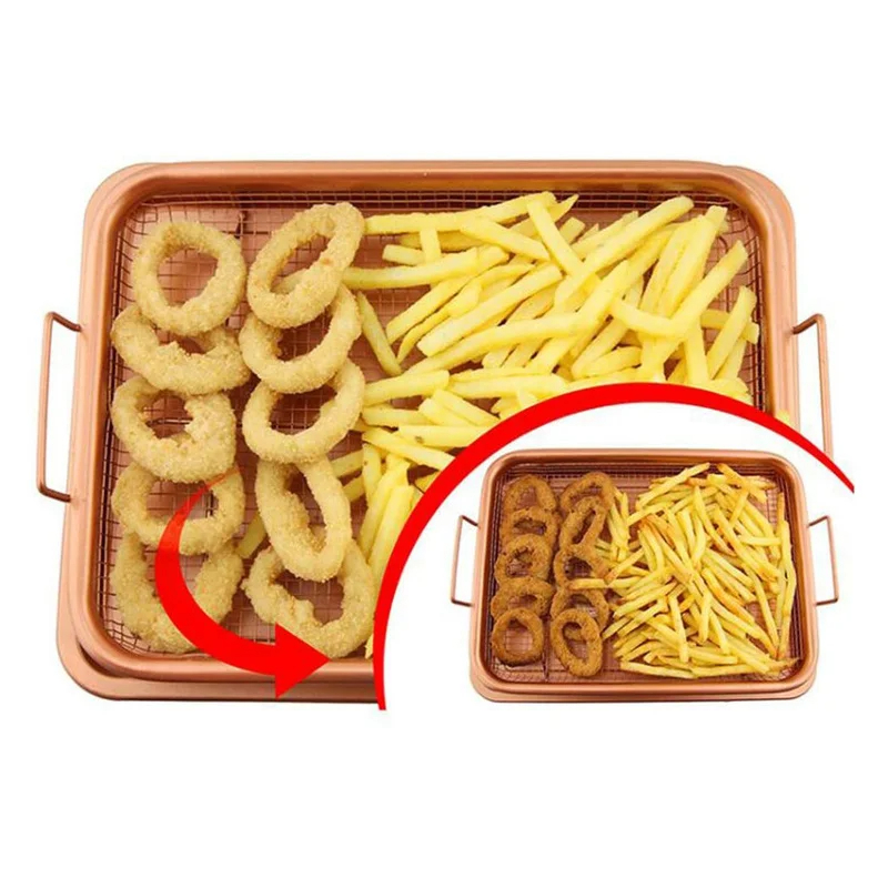 صينية التحمير بدون زيت في الفرن بمصفاة شبكية غير قابلة للالتصاق لعمل اكل صحي