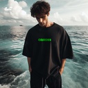 Green Mutant Zombie Skeleton تيشيرت اوفر سايز قطن باللون الاسود