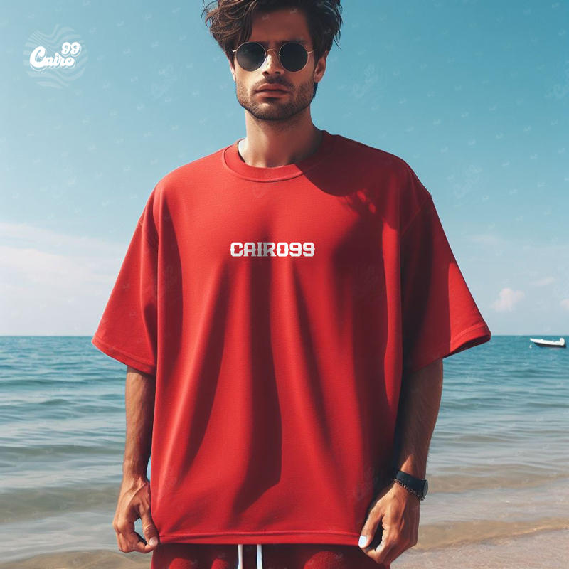 The Simpsons تيشيرت اوفر سايز قطن باللون الاحمر