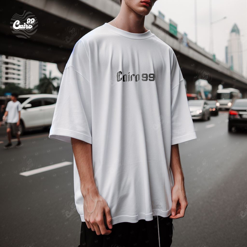 Greek Statue  تيشيرت اوفر سايز قطن باللون الابيض