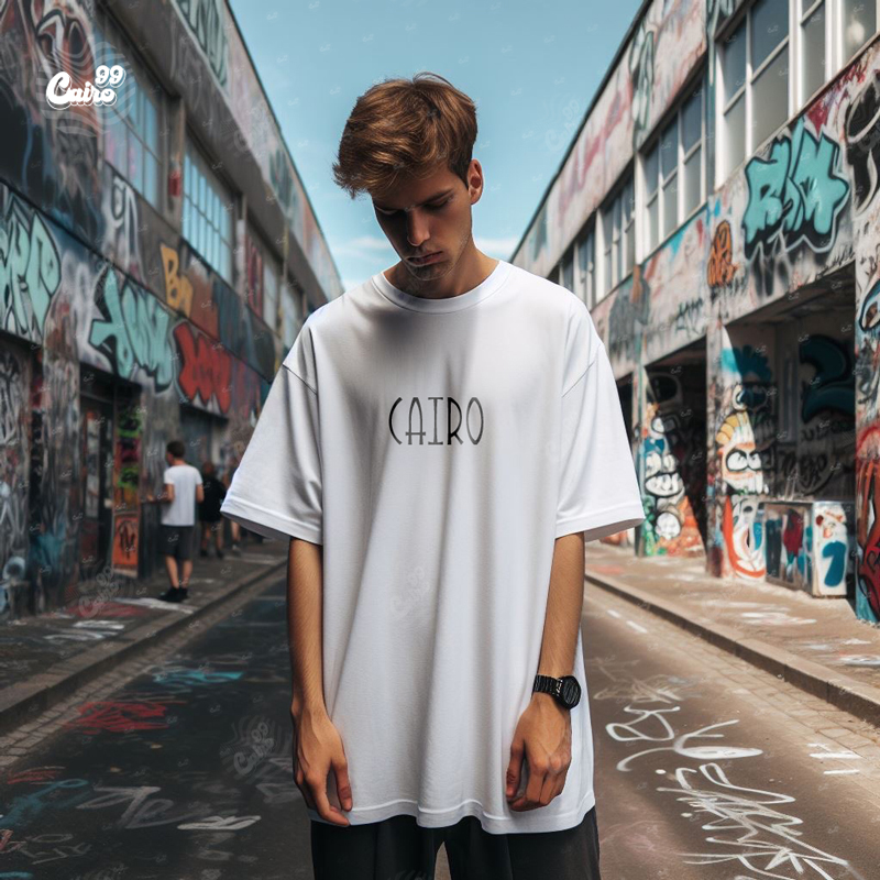 Create Your Life تيشيرت اوفر سايز قطن باللون الأبيض