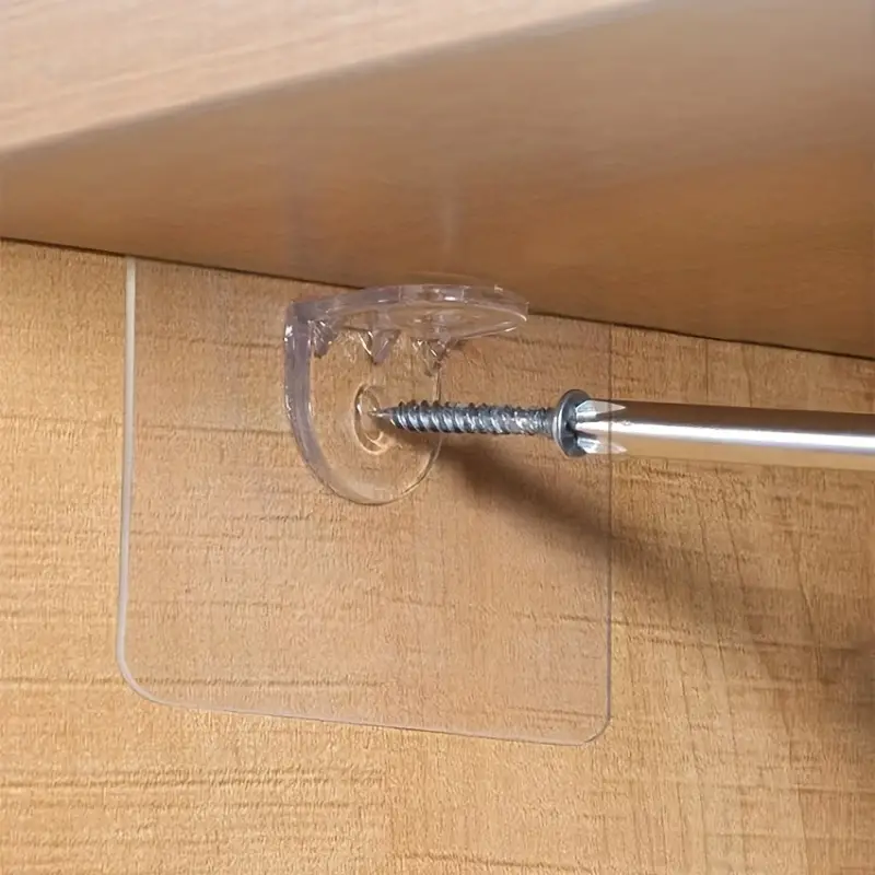 طقم هوك شفاف 4 قطع  ذاتي اللصق بديل للمسامير لتعليق الأرفف والألواح بدون حفر وتخريم