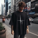 Still Willing Follow Freedom تيشيرت اوفر سايز قطن باللون الاسود