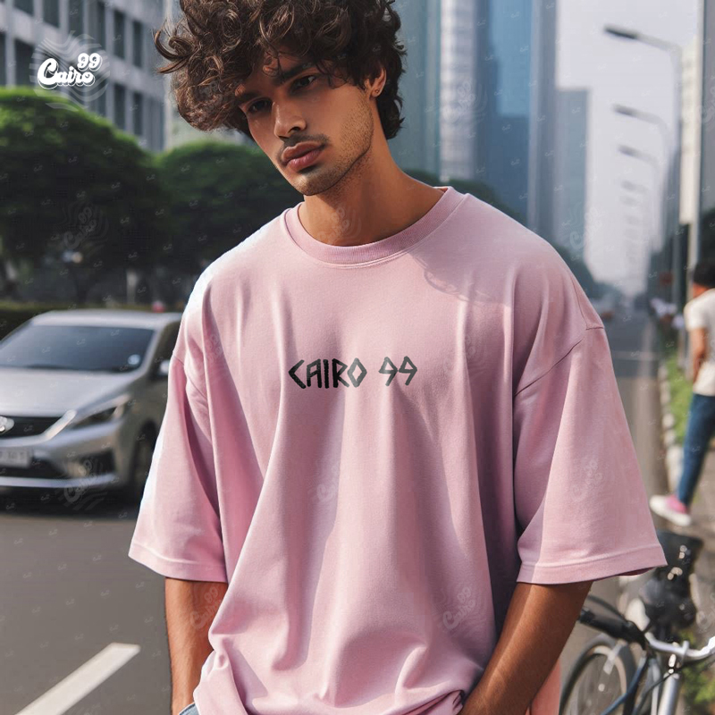 Cairo99 تيشيرت اوفر سايز قطن باللون  البينك