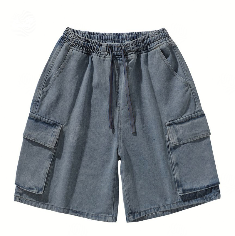 شورت اوفر سايز قطن باللون الرمادي للرجال