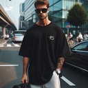 Eye of Horus تيشيرت اوفر سايز قطن باللون الاسود للرجال