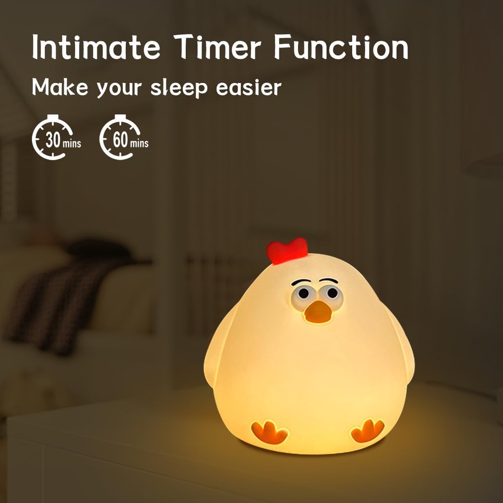 وناسة تاتش شكل دجاجة باضاءة ابيض وورم سيليكون غير قابل للكسر