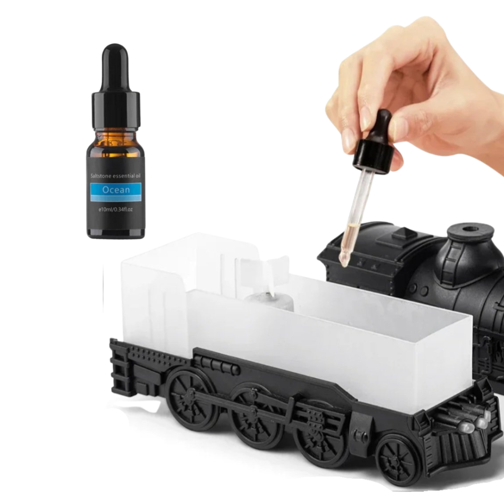 فواحة مضيئة علي شكل قطار بخزان 300 ملي لتعطير المنزل بريموت للتحكم