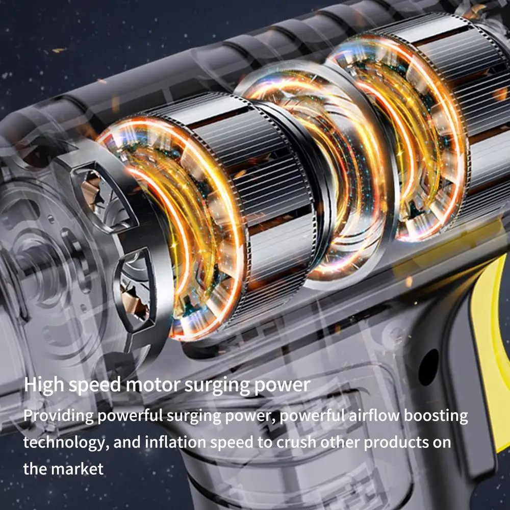 منفاخ لإطارات السيارات والدراجات النارية بعداد ديجيتال بضوء ليد قابل للشحن