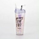 كوباية دابل مزين بالجليتر مع شاليموه وغطاء 600 مللي