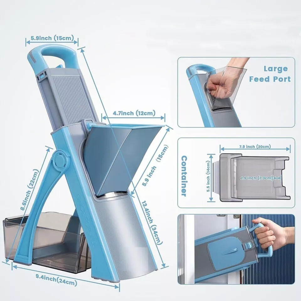 قطاعة ومبشرة يدوية للخضروات والفاكهة قابلة للطي