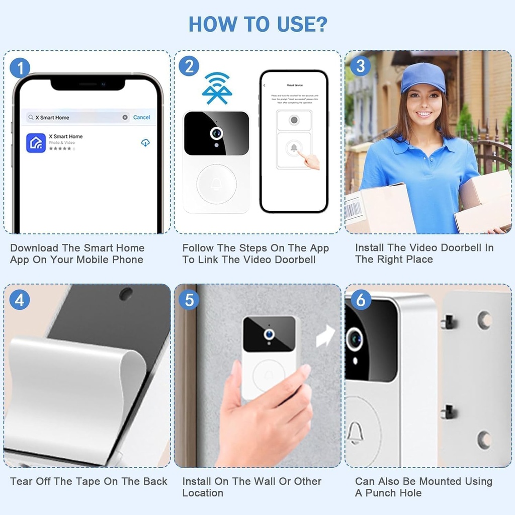 جرس باب لاسلكي مع كاميرا مراقبة عن بعد يعمل بالواي فاي لامان المنزل