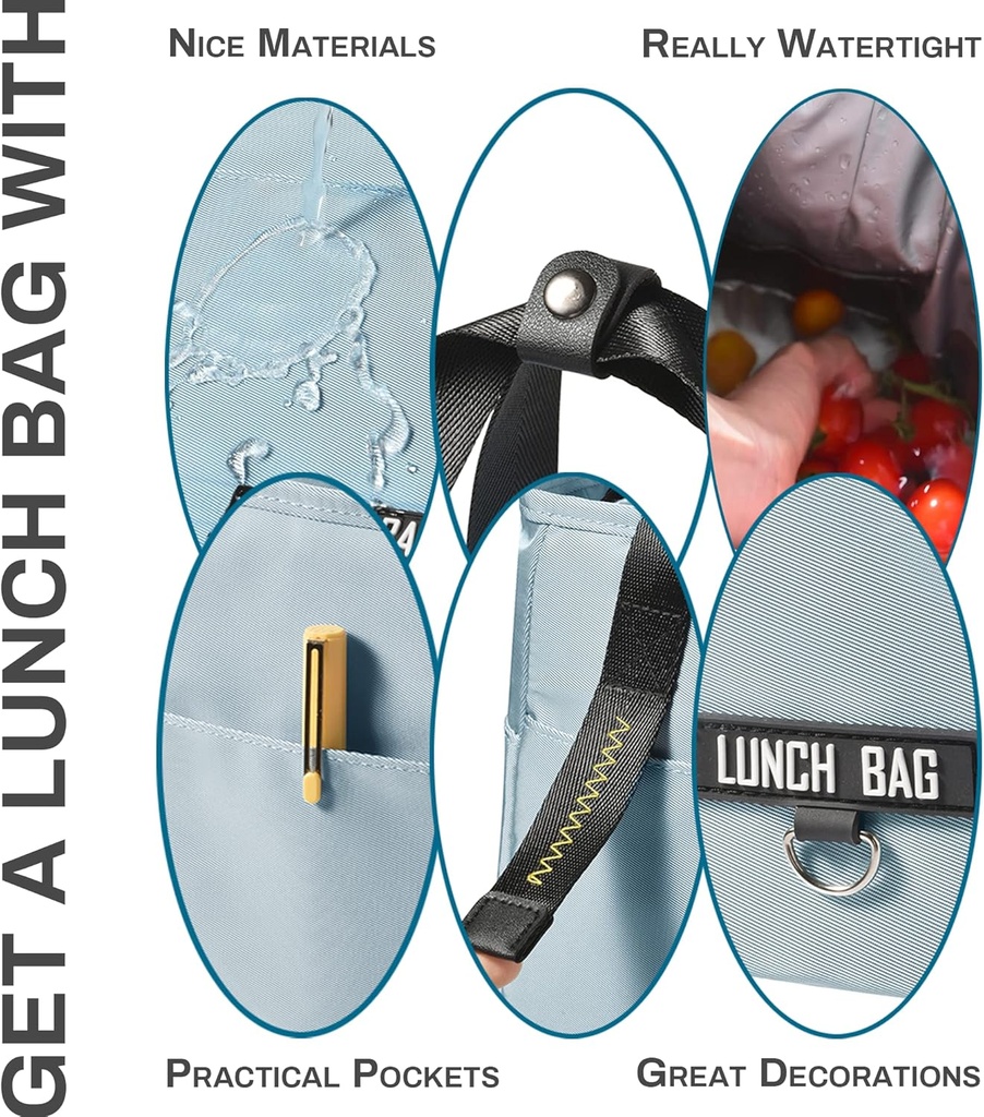 شنطة لانش بوكس حرارية 2 جيب بيد لحفظ الطعام والمشروبات مقاس 22 سم