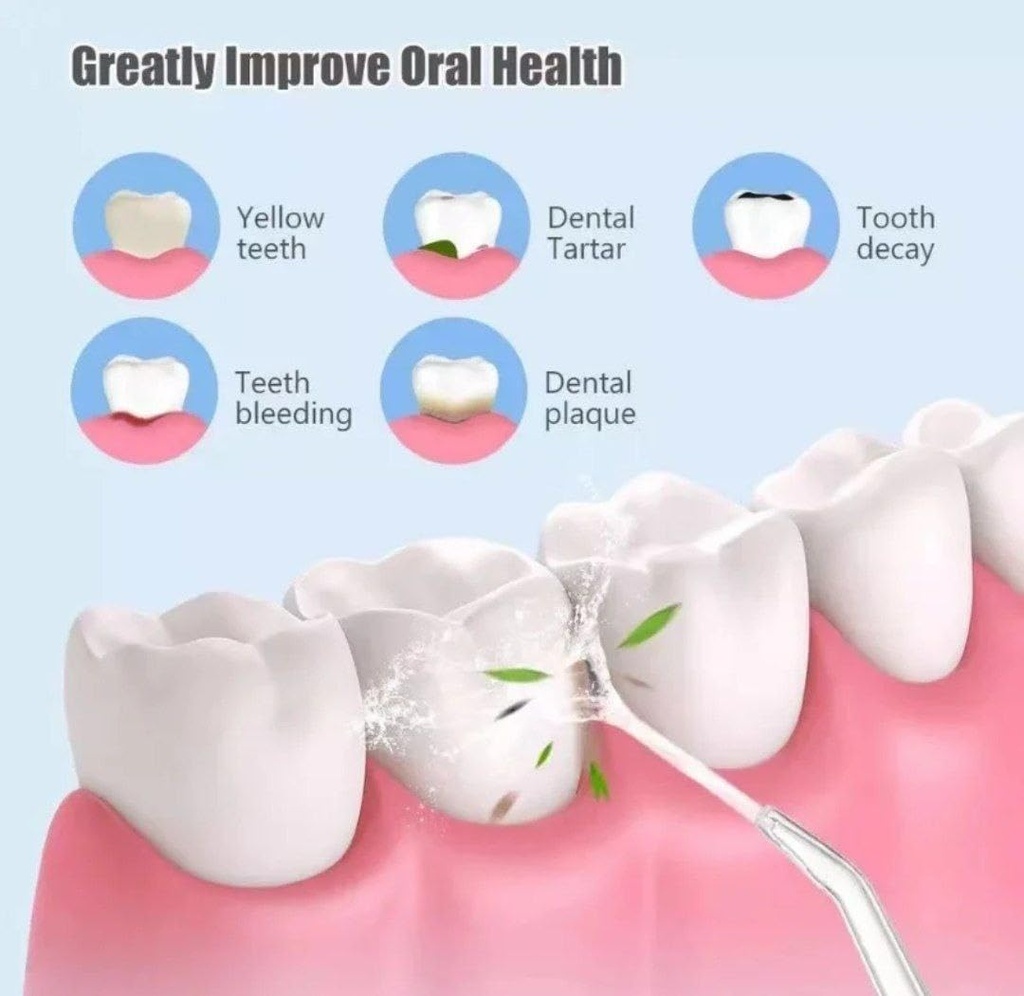 جهاز تنظيف الاسنان بالماء من بقايا الطعام والرواسب ب 3 مستويات مختلفة