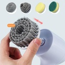 فرشة تنظيف دوارة بـ 5 رؤوس مختلفة مع شاشة ديجيتال ومنفذ يو اس بي لتنظيف الأطباق والأكواب