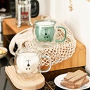 مج زجاج دبل شكل دبدوب 250 ملي لشرب النسكافيه والكابتشينو