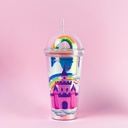 مج اكليريك 400 مللي بشاليموه مناسب للمشروبات المثلجة مزين باشكال كرتونية