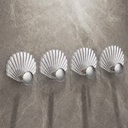 طقم هوك شفاف 3 قطع علي شكل صدفة بلزق دبل فيس لتعليق الاكسسورات والملابس