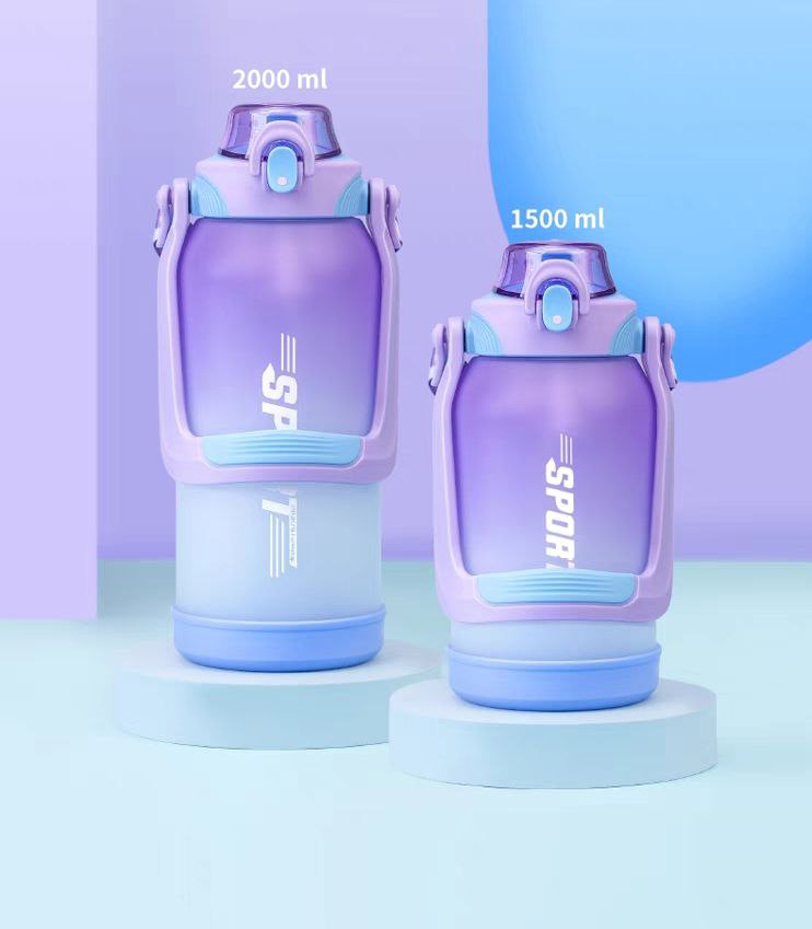 زجاجة رياضية  بيد مع شاليموه للجيم والخروجات 2000 مللي