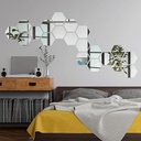 طقم مرايات استيكر 12 قطعة سداسية الشكل لتجديد ديكور المنزل