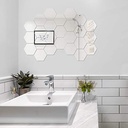 طقم مرايات استيكر 12 قطعة سداسية الشكل لتجديد ديكور المنزل