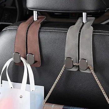 خطاف جلد مزودح لمسند كرسي السيارة لحمل الحقائب والموبايل