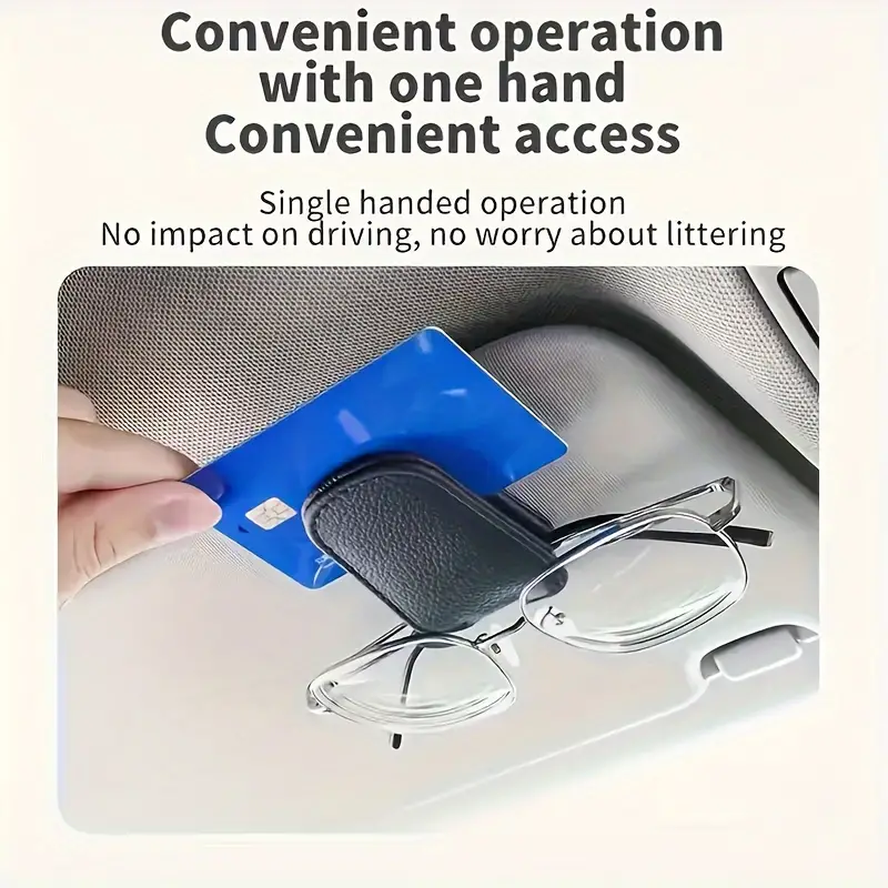 حامل نظارات شمسية مغناطيسي من الجلد - يثبت بسهولة في مراية السيارة