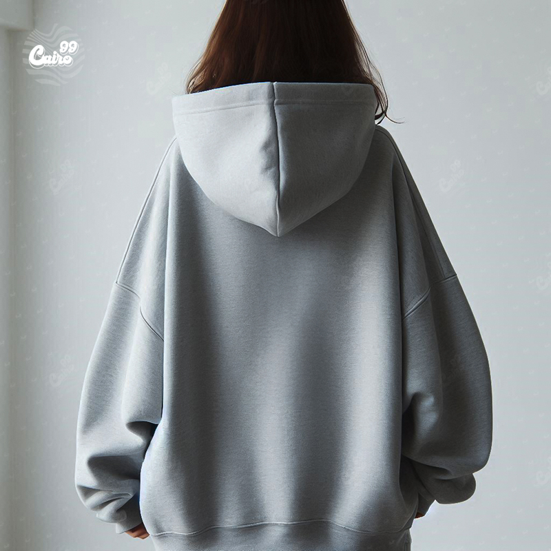 Natural Heart هودي اوفر سايز قطن للنساء باللون الرمادي