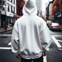 Cairo هودي اوفر سايز قطن للرجال باللون الابيض